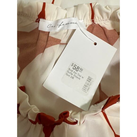 Ces Femme Red and White Patterned Sleeveless Blouse - Size Small - NWT - Picture 2 of 6